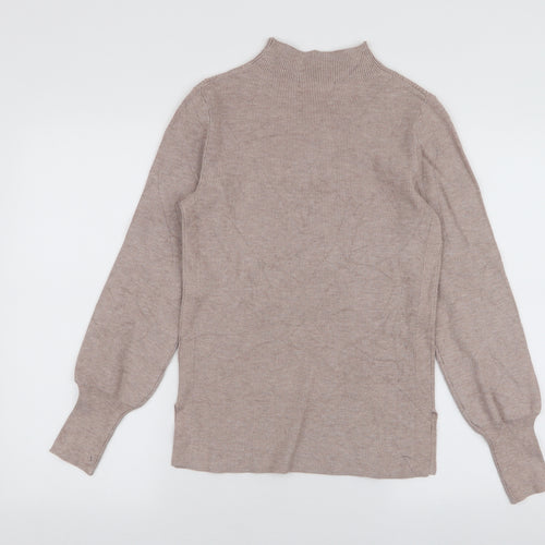 Marks and Spencer Womens Beige High Neck  Polyester Pullover Jumper Size XS