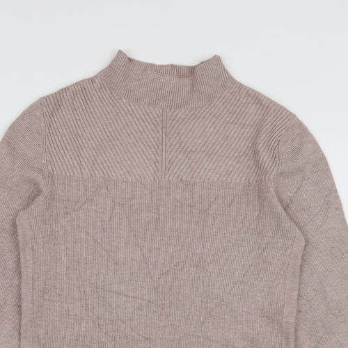 Marks and Spencer Womens Beige High Neck  Polyester Pullover Jumper Size XS