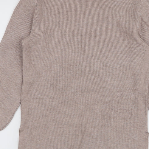 Marks and Spencer Womens Beige High Neck  Polyester Pullover Jumper Size XS
