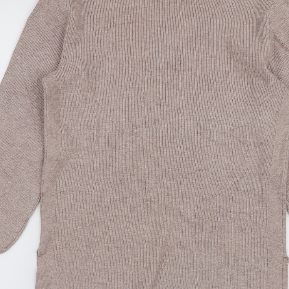 Marks and Spencer Womens Beige High Neck  Polyester Pullover Jumper Size XS
