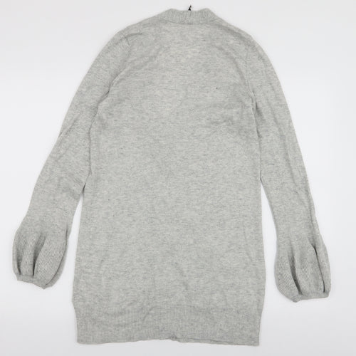 Topshop Womens Grey V-Neck  Acrylic Cardigan Jumper Size 10