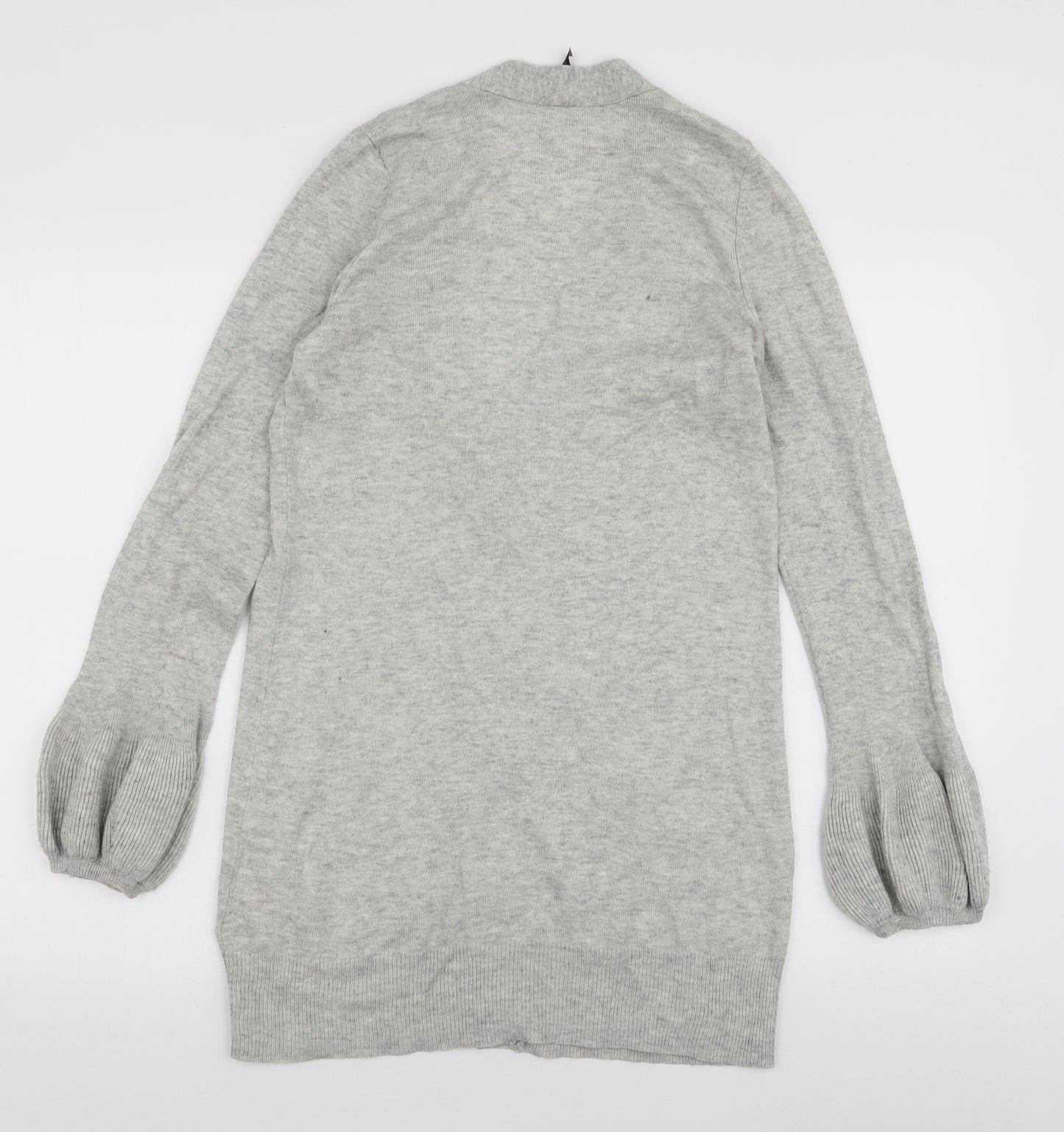 Topshop Womens Grey V-Neck  Acrylic Cardigan Jumper Size 10