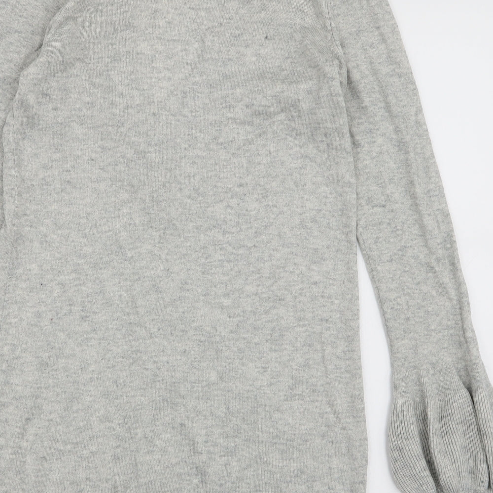 Topshop Womens Grey V-Neck  Acrylic Cardigan Jumper Size 10