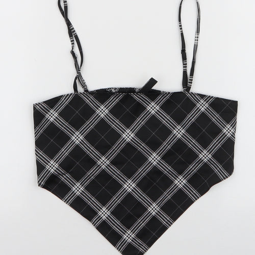 H&M Womens Black Plaid Polyester Camisole Tank Size XS Square Neck