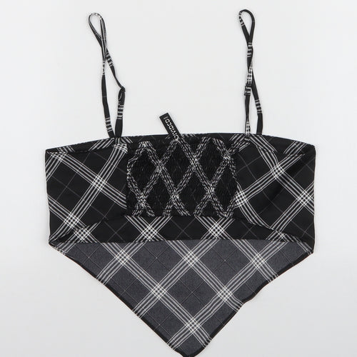 H&M Womens Black Plaid Polyester Camisole Tank Size XS Square Neck