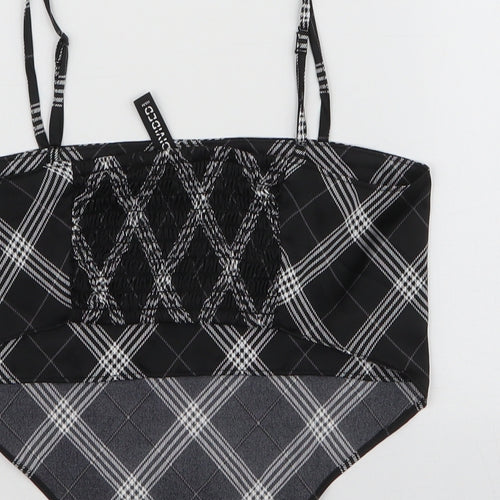 H&M Womens Black Plaid Polyester Camisole Tank Size XS Square Neck