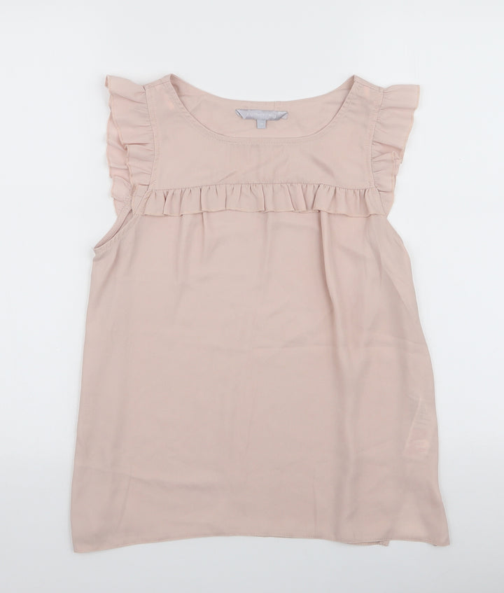 Red Herring Womens Pink  Polyester Basic Blouse Size 10 Round Neck