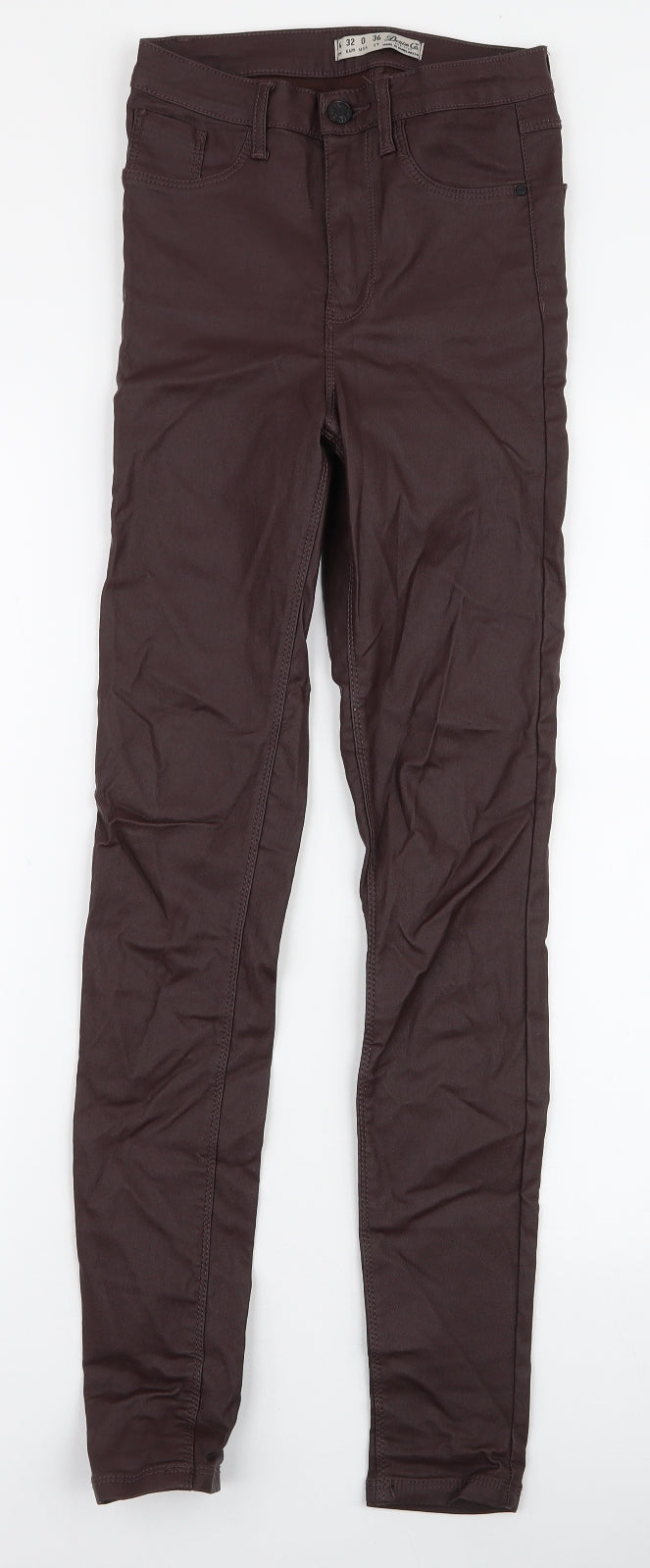 Denim & Co Womens Brown  Viscose Skinny Jeans Size 4 L28 in Slim Zip - Faux Leather