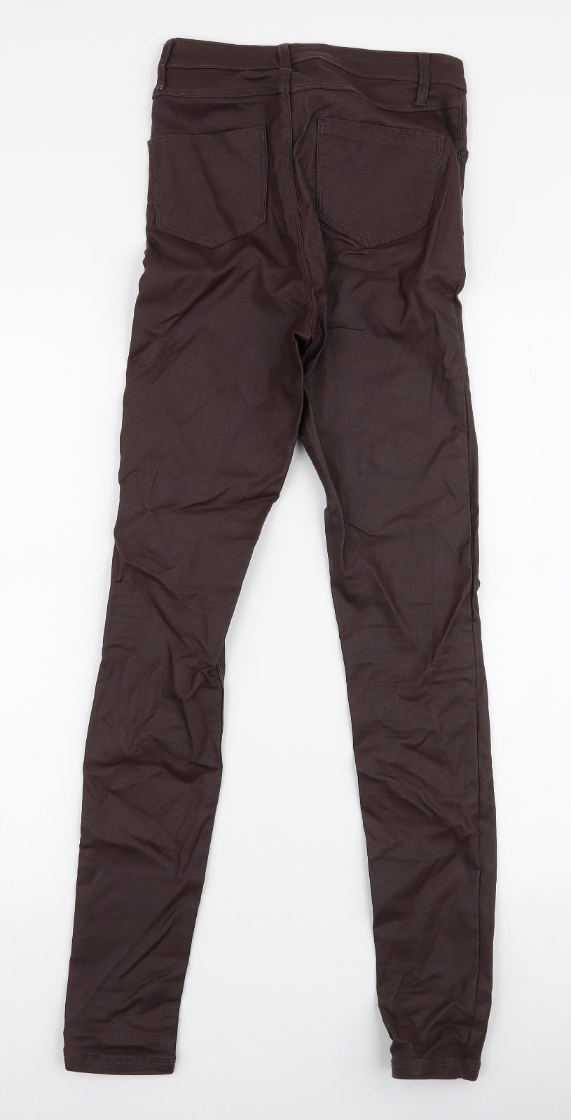 Denim & Co Womens Brown  Viscose Skinny Jeans Size 4 L28 in Slim Zip - Faux Leather
