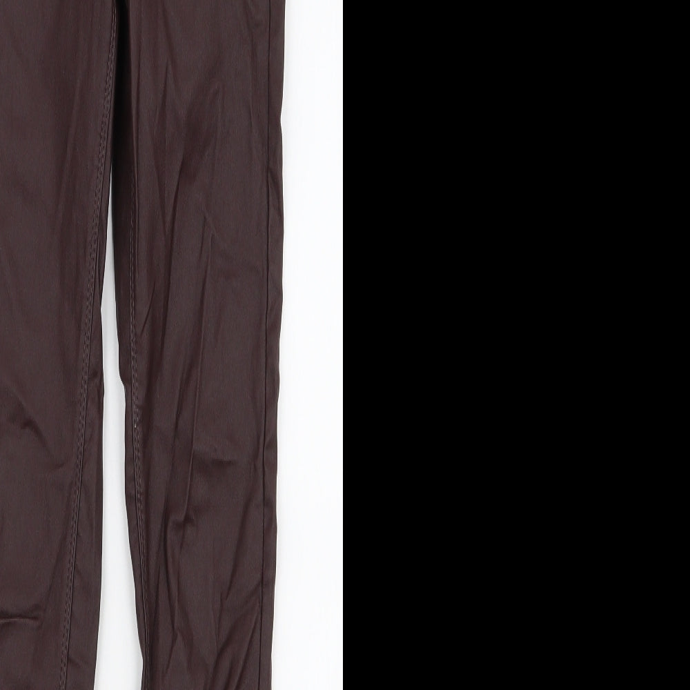 Denim & Co Womens Brown  Viscose Skinny Jeans Size 4 L28 in Slim Zip - Faux Leather