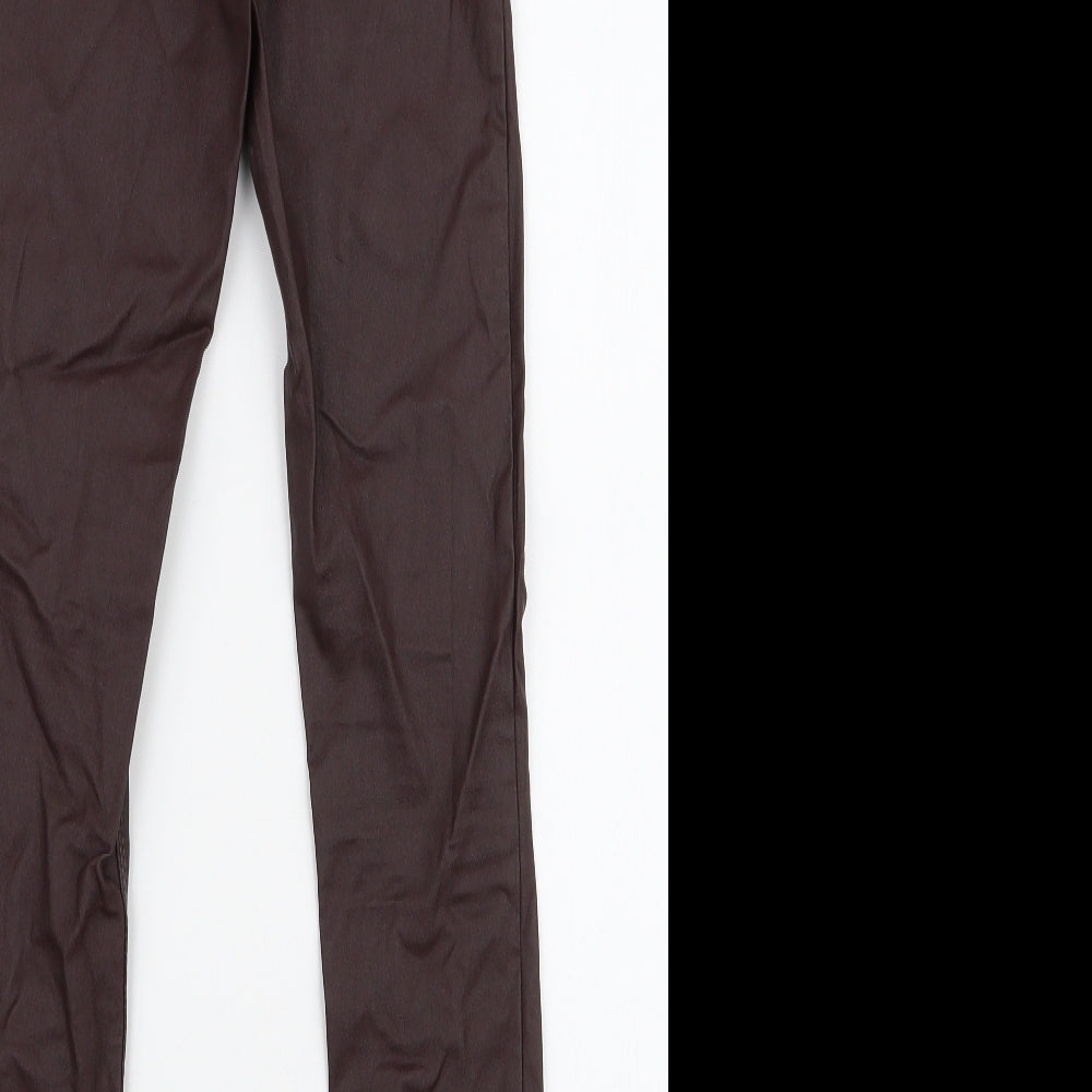 Denim & Co Womens Brown  Viscose Skinny Jeans Size 4 L28 in Slim Zip - Faux Leather
