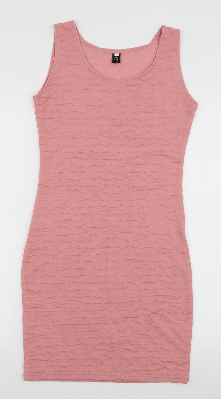 Preworn Womens Pink Polyester Bodycon Size S Round Neck Pullover