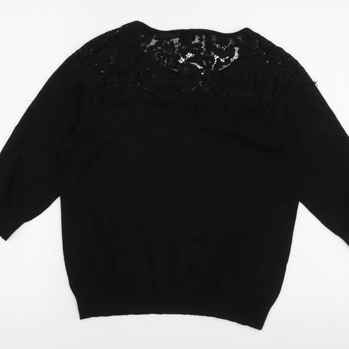 Bonmarche Womens Black Round Neck  Polyester Pullover Jumper Size S