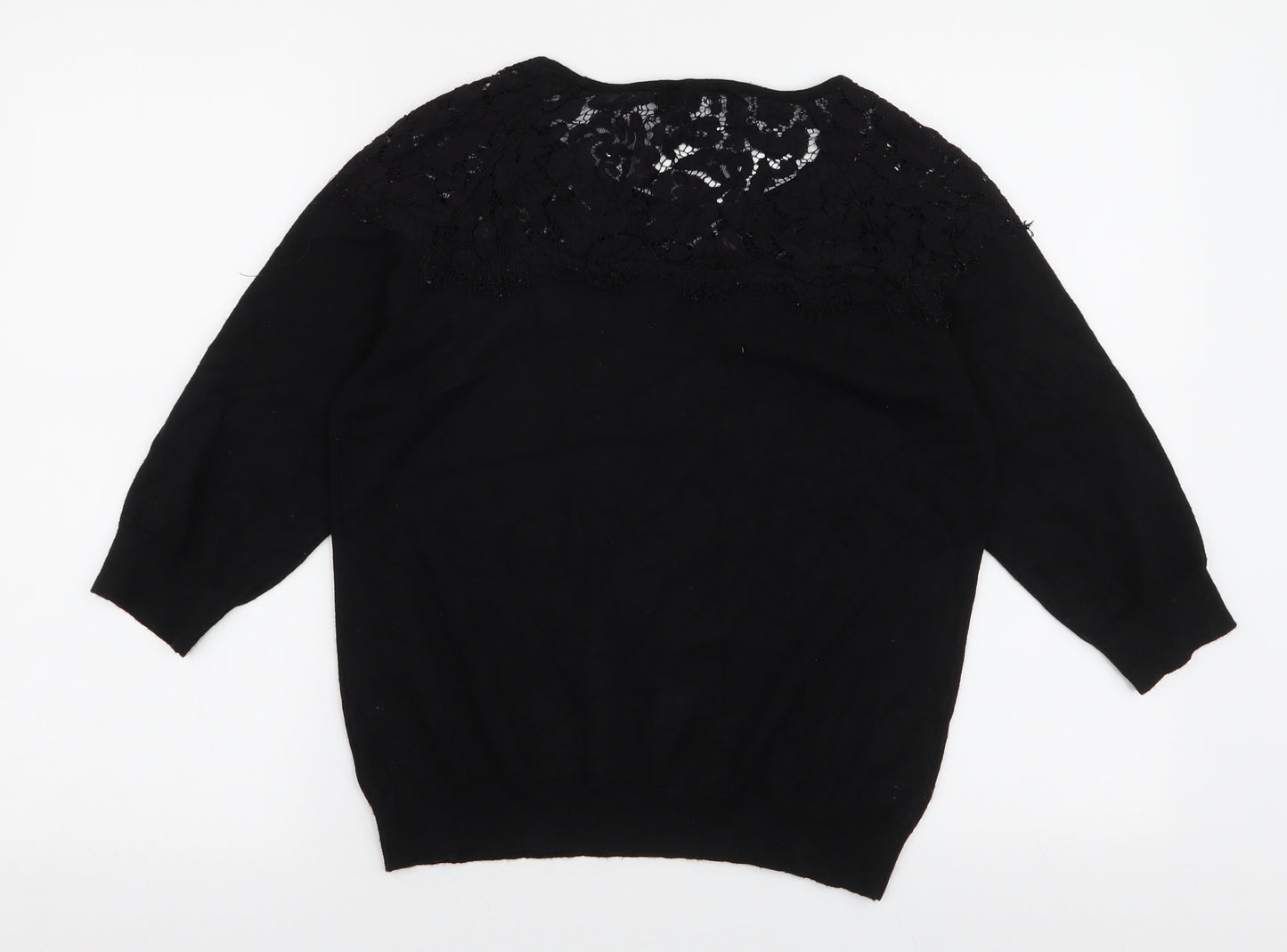 Bonmarche Womens Black Round Neck  Polyester Pullover Jumper Size S