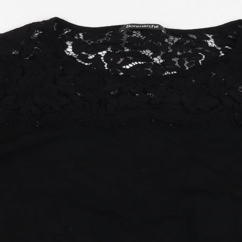 Bonmarche Womens Black Round Neck  Polyester Pullover Jumper Size S