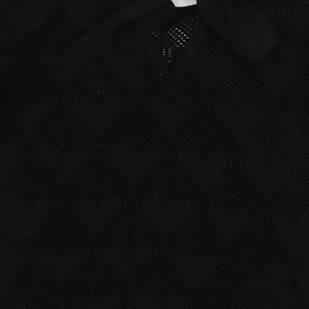 NEXT Womens Black Round Neck  100% Cotton Pullover Jumper Size 8   - Hearts