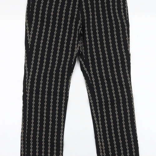 MNG Basics Womens Black Geometric Polyester Trousers  Size 8 L27 in Slim Zip