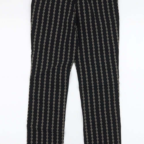 MNG Basics Womens Black Geometric Polyester Trousers  Size 8 L27 in Slim Zip