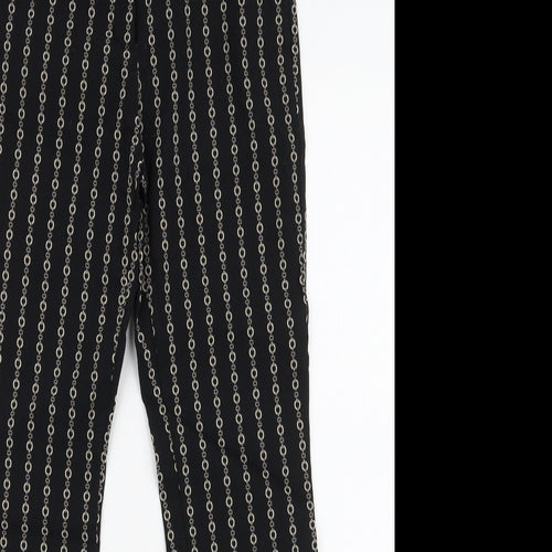 MNG Basics Womens Black Geometric Polyester Trousers  Size 8 L27 in Slim Zip