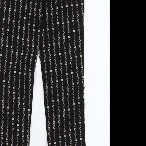 MNG Basics Womens Black Geometric Polyester Trousers  Size 8 L27 in Slim Zip