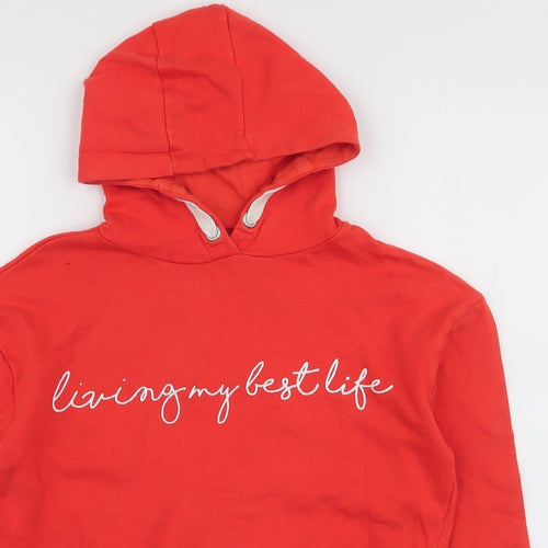 Miss Evie Girls Orange  Cotton Pullover Hoodie Size 11-12 Years  Pullover - Living my best life