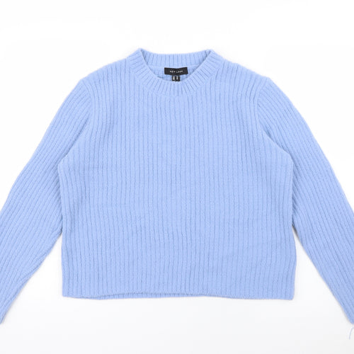 New Look Womens Blue Crew Neck  Nylon Pullover Jumper Size 14