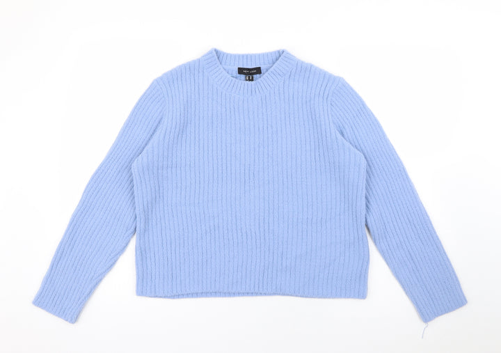 New Look Womens Blue Crew Neck Nylon Pullover Jumper Size 14