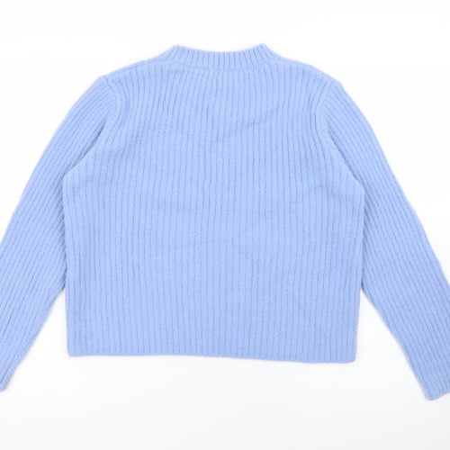 New Look Womens Blue Crew Neck  Nylon Pullover Jumper Size 14