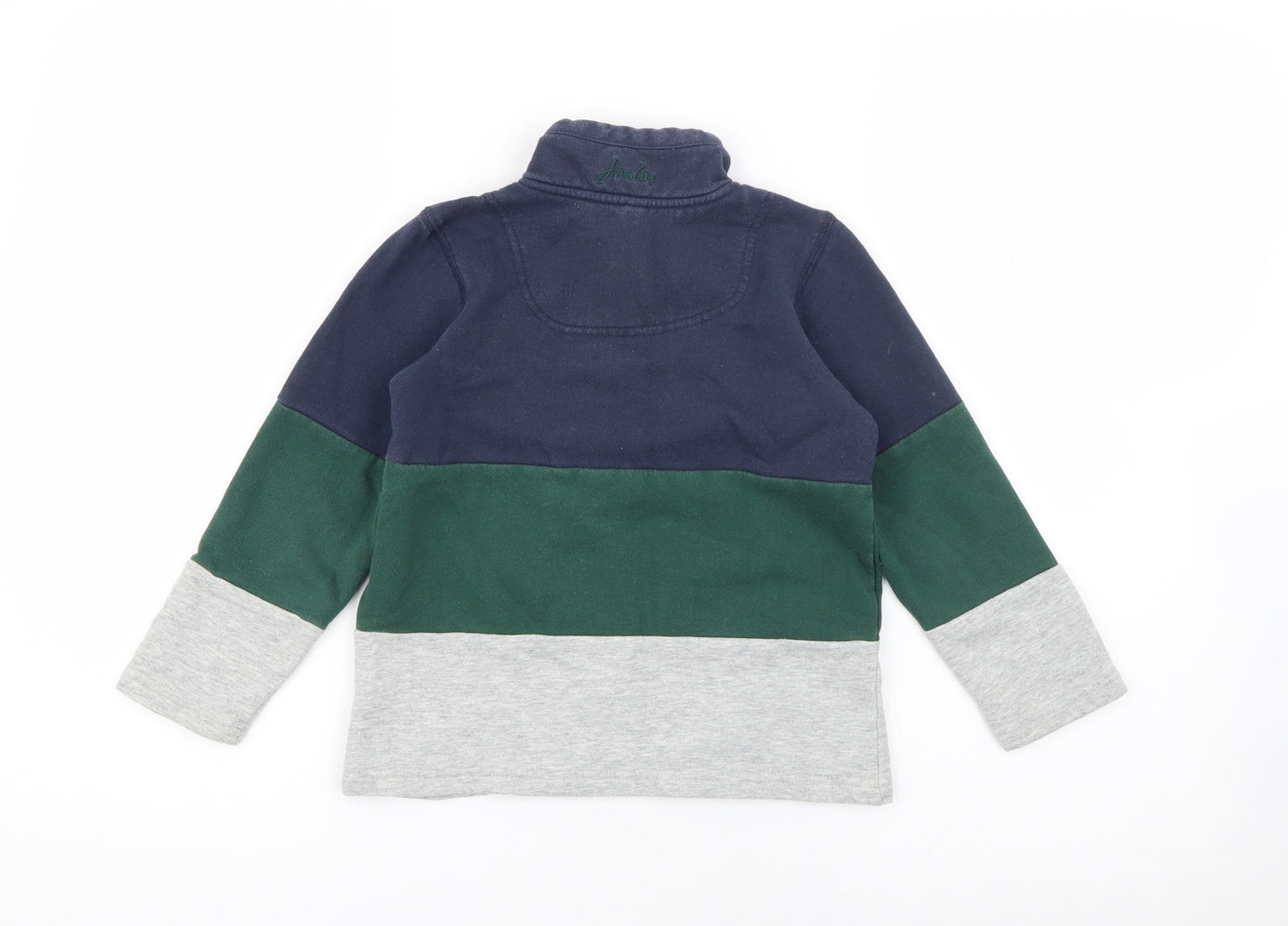 Joules Boys Multicoloured High Neck Colourblock Cotton Pullover Jumper Size 5 Years  Zip