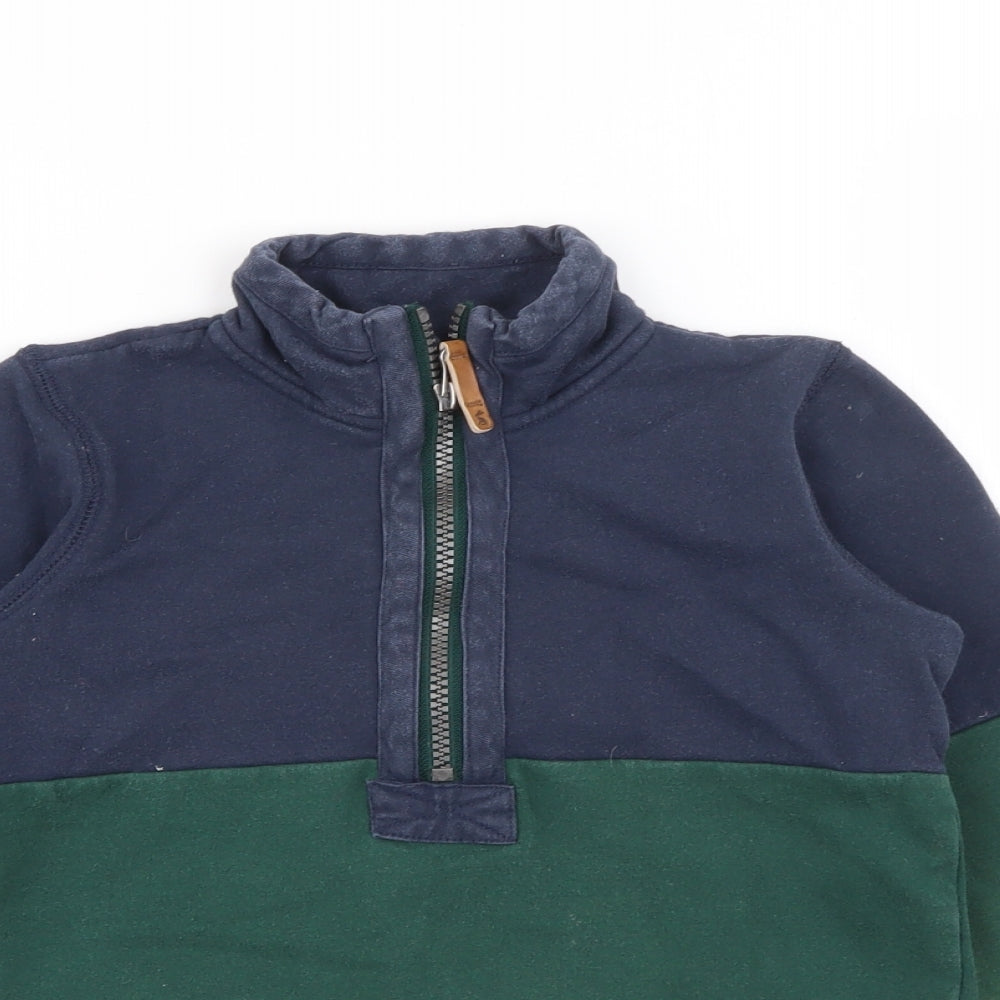 Joules Boys Multicoloured High Neck Colourblock Cotton Pullover Jumper Size 5 Years  Zip