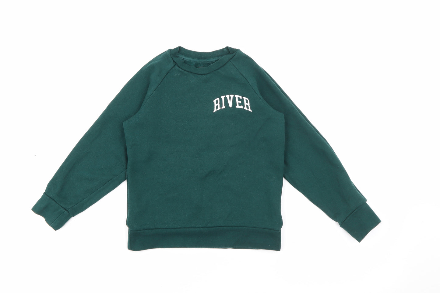 River Island Boys Green  Cotton Pullover Sweatshirt Size 5-6 Years