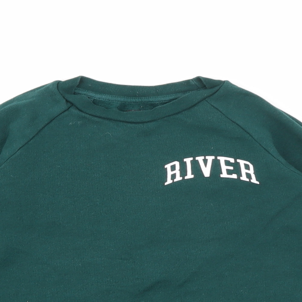River Island Boys Green  Cotton Pullover Sweatshirt Size 5-6 Years