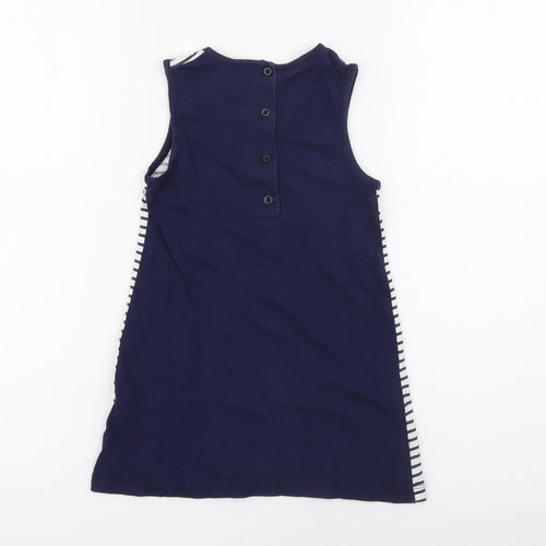 minicone Girls Blue Striped Cotton Tank Dress  Size 3 Years  Round Neck