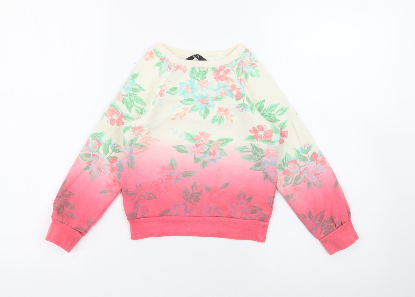 George Girls Pink Floral Cotton Pullover Sweatshirt Size 4-5 Years