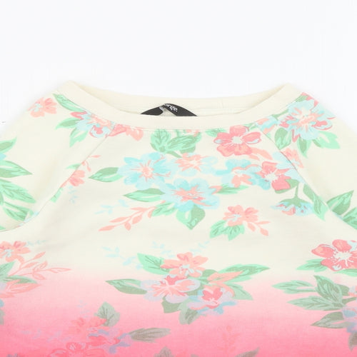 George Girls Pink Floral Cotton Pullover Sweatshirt Size 4-5 Years