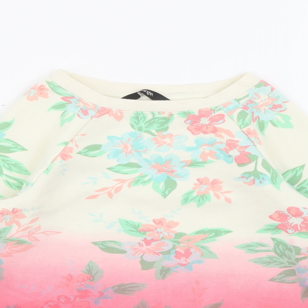 George Girls Pink Floral Cotton Pullover Sweatshirt Size 4-5 Years
