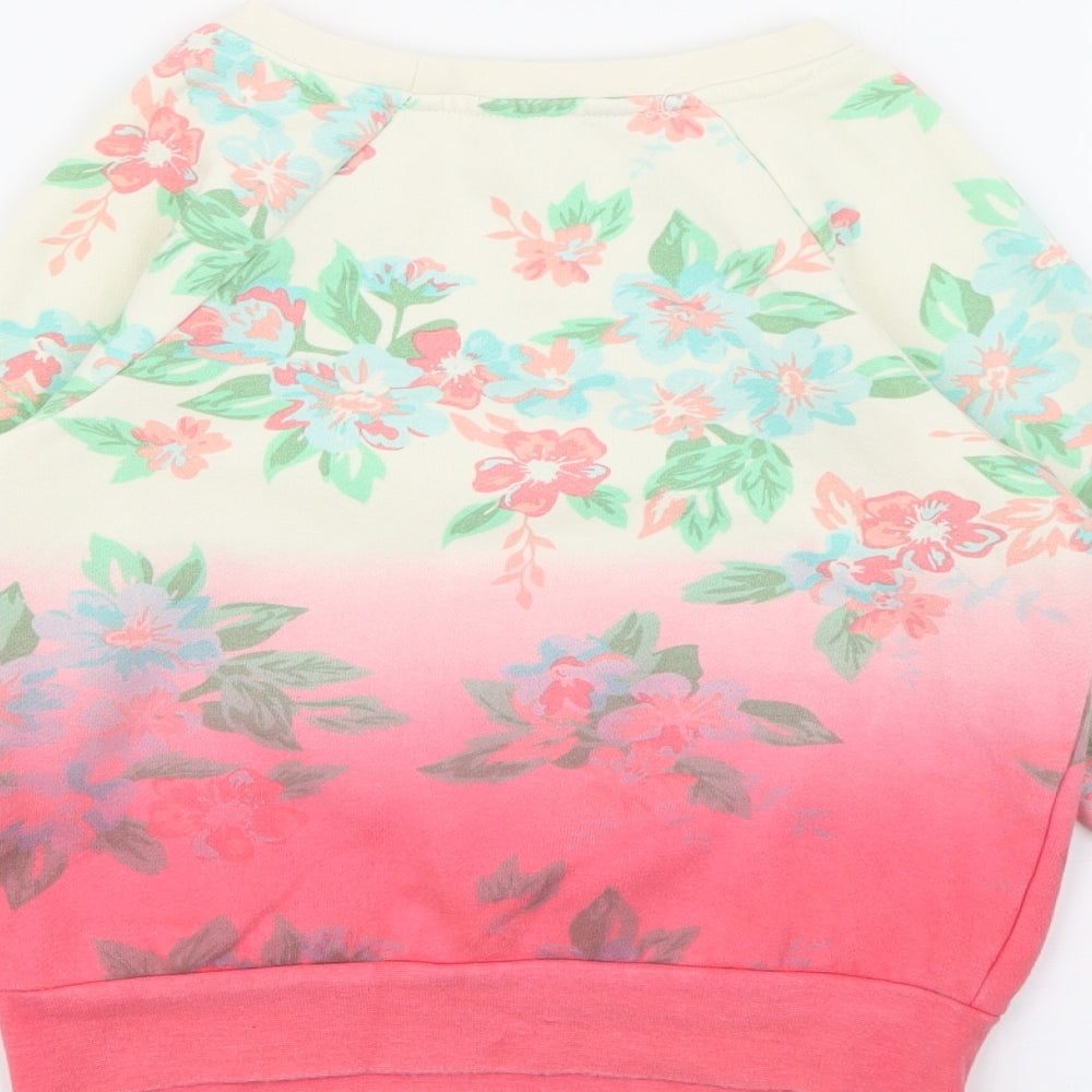 George Girls Pink Floral Cotton Pullover Sweatshirt Size 4-5 Years