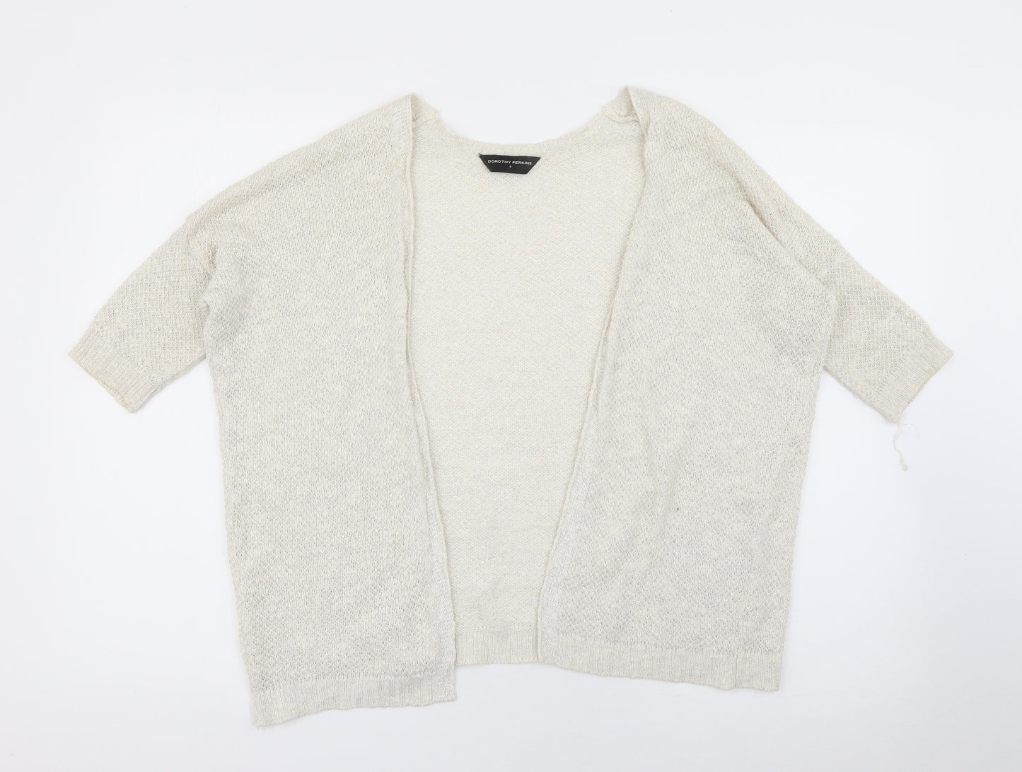 Dorothy Perkins Womens Ivory V-Neck  Acrylic Cardigan Jumper Size S   - Sparkle