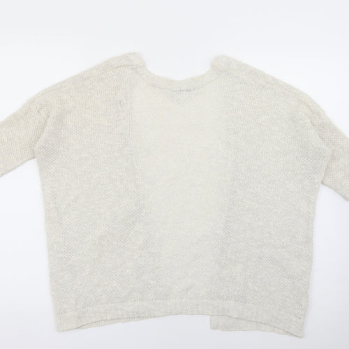 Dorothy Perkins Womens Ivory V-Neck  Acrylic Cardigan Jumper Size S   - Sparkle