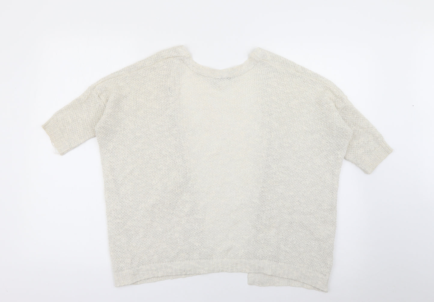 Dorothy Perkins Womens Ivory V-Neck  Acrylic Cardigan Jumper Size S   - Sparkle