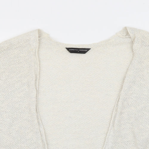 Dorothy Perkins Womens Ivory V-Neck  Acrylic Cardigan Jumper Size S   - Sparkle