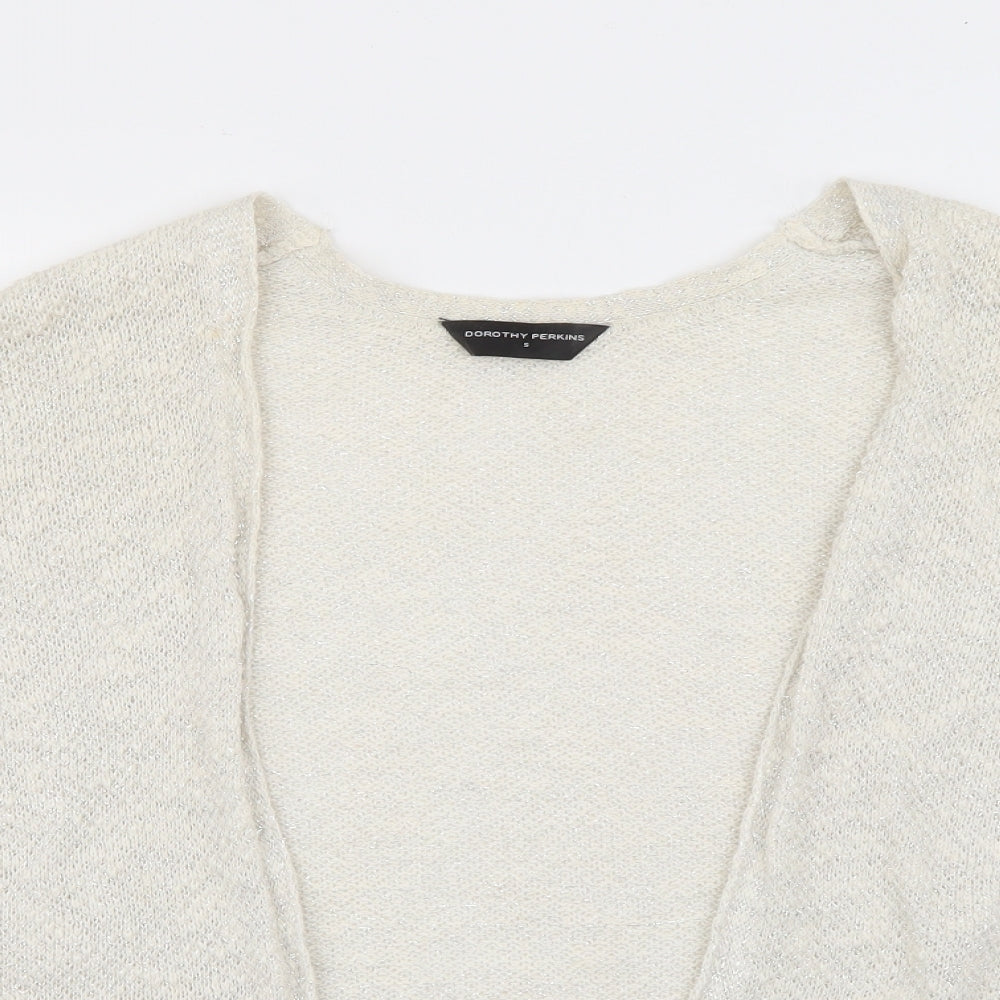 Dorothy Perkins Womens Ivory V-Neck  Acrylic Cardigan Jumper Size S   - Sparkle