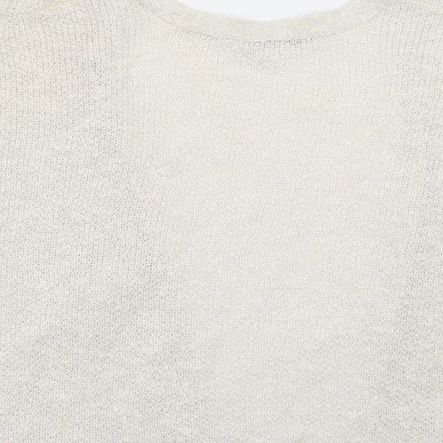Dorothy Perkins Womens Ivory V-Neck  Acrylic Cardigan Jumper Size S   - Sparkle