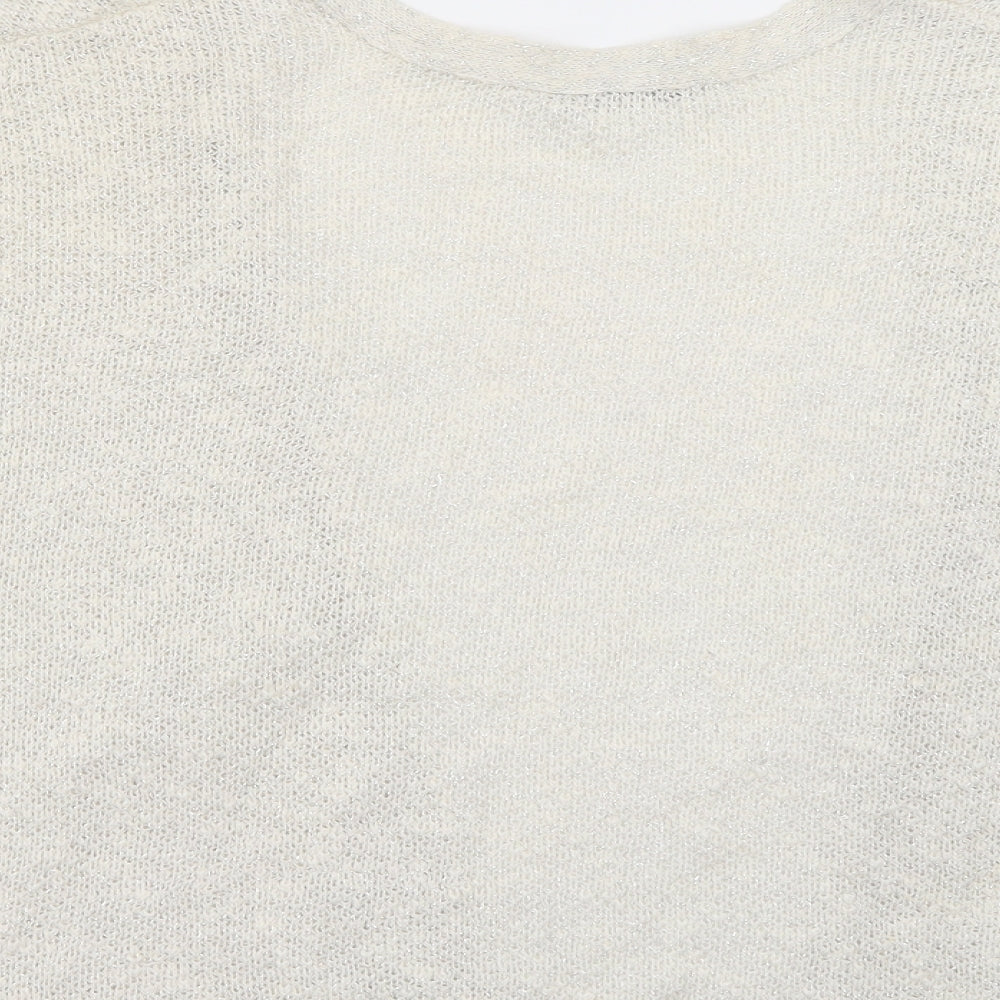 Dorothy Perkins Womens Ivory V-Neck  Acrylic Cardigan Jumper Size S   - Sparkle