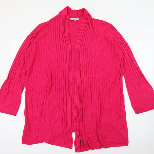 Per Una  Womens Pink V-Neck  Acrylic Cardigan Jumper Size 18