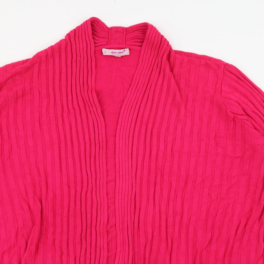 Per Una  Womens Pink V-Neck  Acrylic Cardigan Jumper Size 18