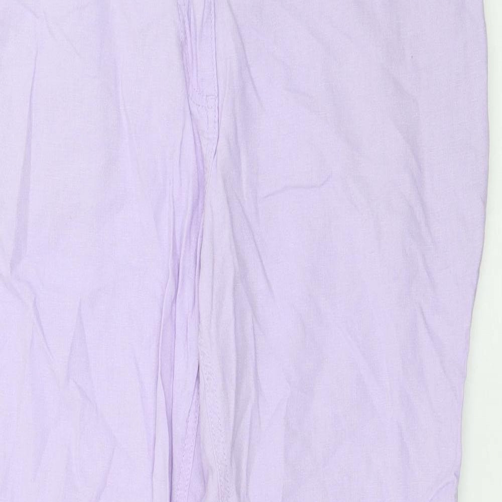 NEXT Womens Purple  Linen Trousers  Size 12 L27 in Regular Button
