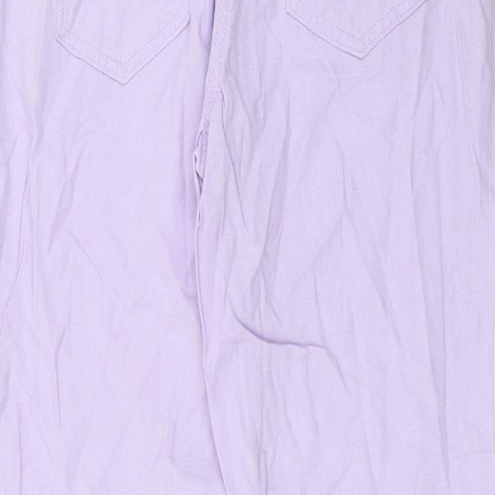 NEXT Womens Purple  Linen Trousers  Size 12 L27 in Regular Button