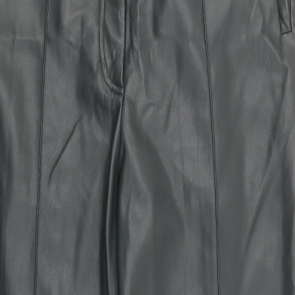 Marks and Spencer Womens Green  Polyurethane Trousers  Size 16 L26 in Regular Zip