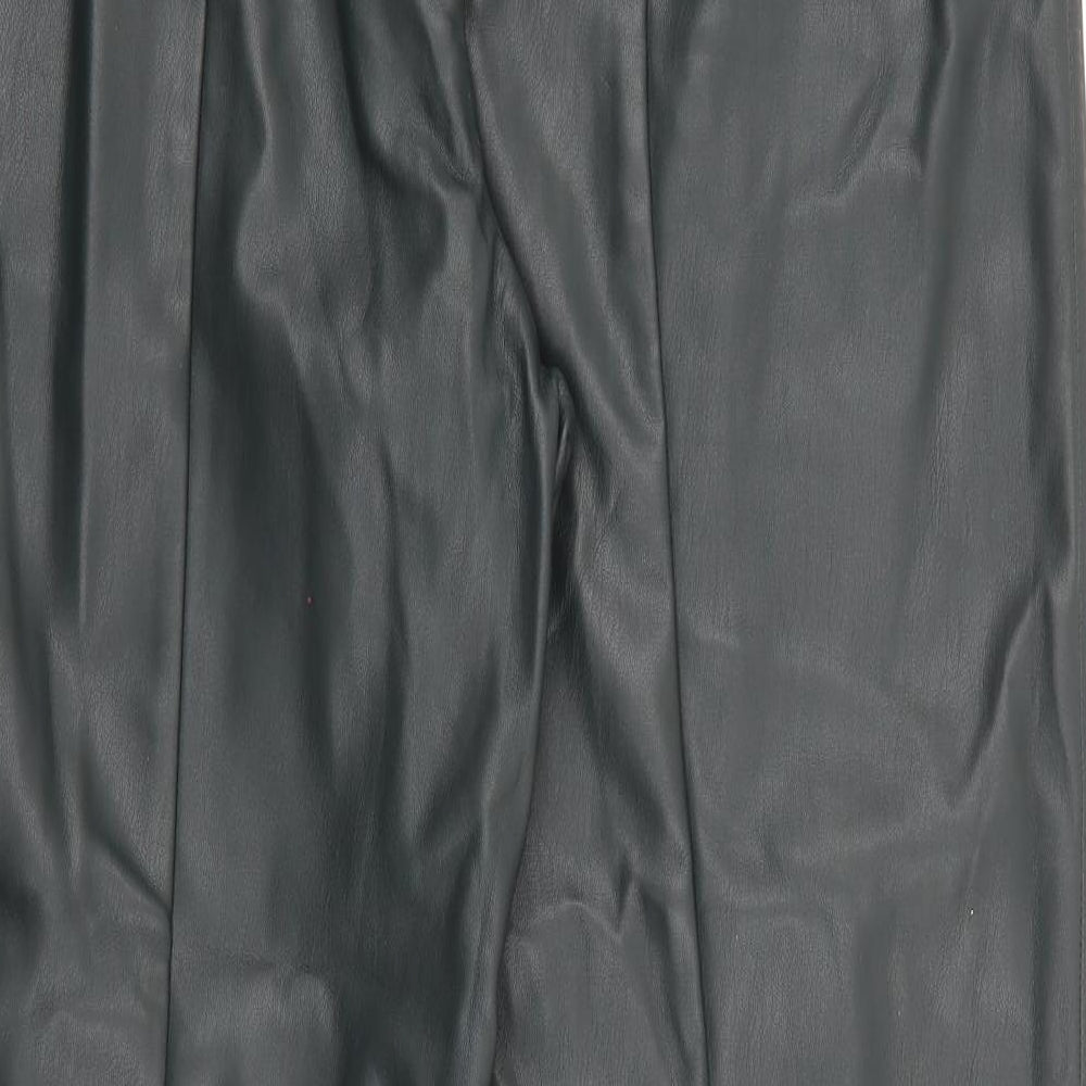Marks and Spencer Womens Green  Polyurethane Trousers  Size 16 L26 in Regular Zip